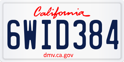 CA license plate 6WID384