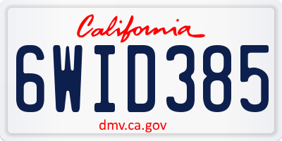 CA license plate 6WID385