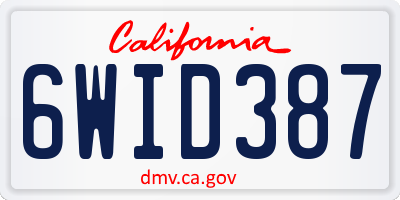 CA license plate 6WID387