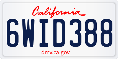 CA license plate 6WID388