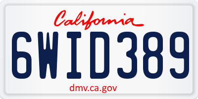CA license plate 6WID389