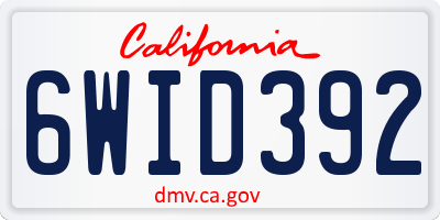 CA license plate 6WID392