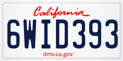 CA license plate 6WID393