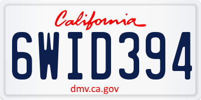 CA license plate 6WID394