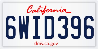 CA license plate 6WID396
