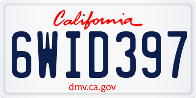 CA license plate 6WID397