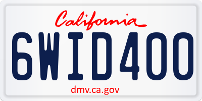 CA license plate 6WID400