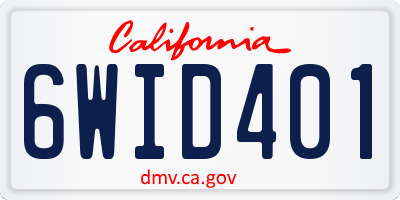 CA license plate 6WID401