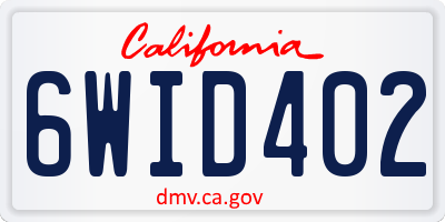 CA license plate 6WID402