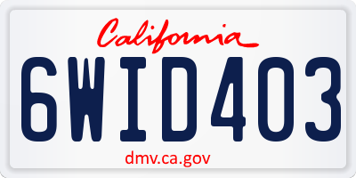 CA license plate 6WID403