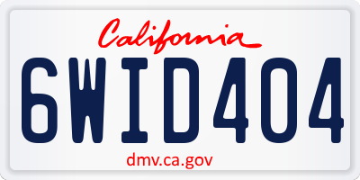 CA license plate 6WID404