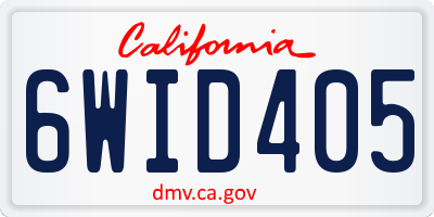 CA license plate 6WID405