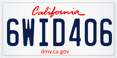 CA license plate 6WID406