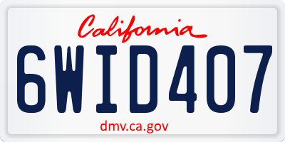 CA license plate 6WID407