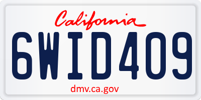 CA license plate 6WID409