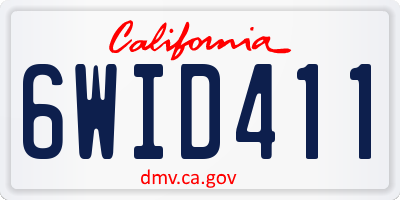 CA license plate 6WID411