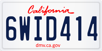 CA license plate 6WID414