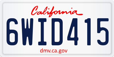 CA license plate 6WID415