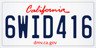 CA license plate 6WID416