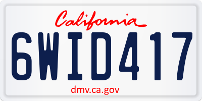 CA license plate 6WID417