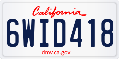 CA license plate 6WID418