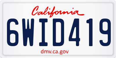 CA license plate 6WID419