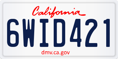 CA license plate 6WID421