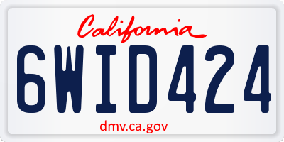 CA license plate 6WID424