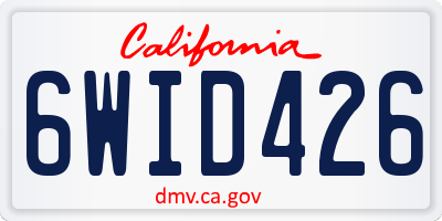 CA license plate 6WID426