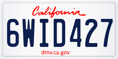 CA license plate 6WID427