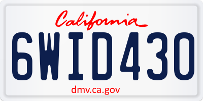 CA license plate 6WID430