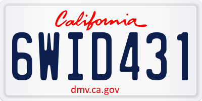CA license plate 6WID431