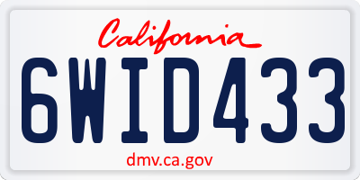 CA license plate 6WID433