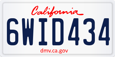 CA license plate 6WID434