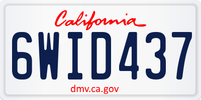 CA license plate 6WID437