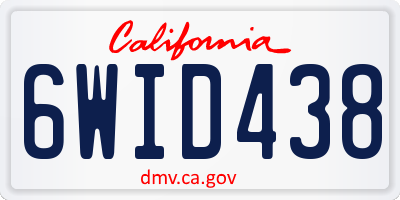 CA license plate 6WID438