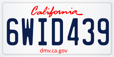 CA license plate 6WID439