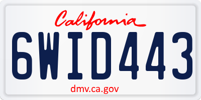 CA license plate 6WID443