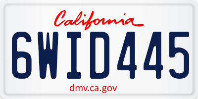 CA license plate 6WID445