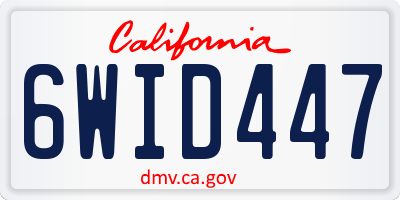 CA license plate 6WID447