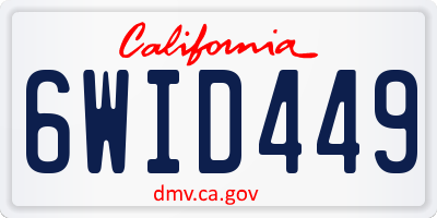 CA license plate 6WID449
