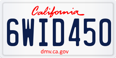 CA license plate 6WID450