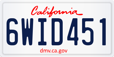 CA license plate 6WID451