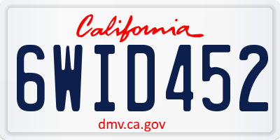 CA license plate 6WID452