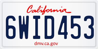 CA license plate 6WID453