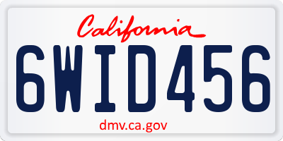 CA license plate 6WID456