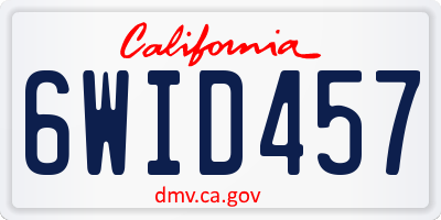 CA license plate 6WID457