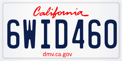 CA license plate 6WID460