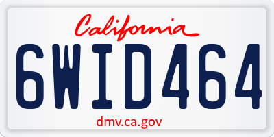 CA license plate 6WID464