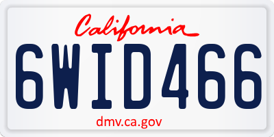 CA license plate 6WID466